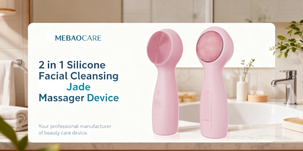 2-in-1 Facial Silicone Cleansing Jade Massager Device